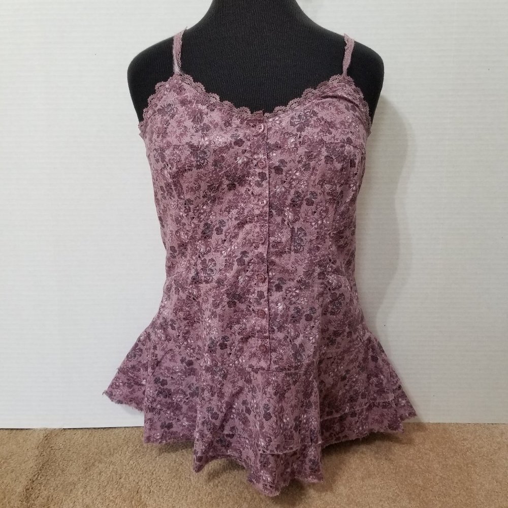 At Last top Small floral ruffle sleeveless feminine coquette